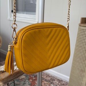 Mustard Quilted Crossbody Bag